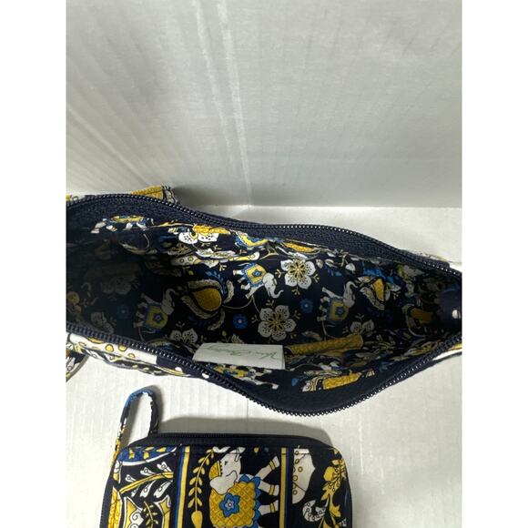 Vera Bradley Ellie Blue Purse Tote Handbag Blue Yellow & Wallet Wristlet Set - Picture 5 of 6